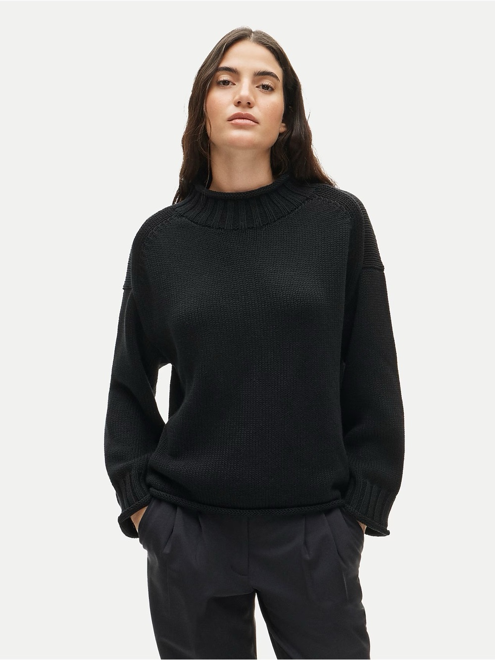 J. Crew Black Mock-Neck Knit Sweater